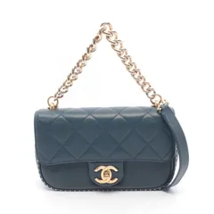 シャネル CHANEL ショルダーバッグ マトラッセ ブルー レザー マトラッセ ミニ チェーンショルダー レディース Used A