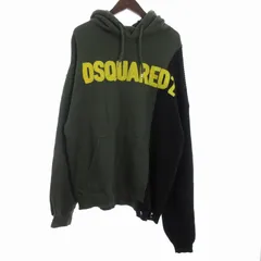 ディースクエアード DSQUARED2 22AW EMBROIDERY HOODIE パッチワーク パーカー 長袖 切替 ロゴ 刺繍 コットン S74GU0616 S25553 カーキ 黒 ブラック S