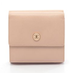 シャネル CHANEL 三つ折り財布 ココボタン ベージュ レザー ココボタン 三つ折り財布 レディース Used A