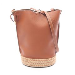 ロエベ LOEWE ショルダーバッグ アナグラム ゲートバケット WS27418 ブラウン/ナチュラル レザー アナグラム ゲート バゲット レディース Used A