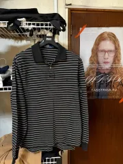 ポロ ラルフローレン ストライプ 長袖 ポロシャツ L