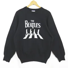 THE BEATLES バンド ダブルジャカードニット 長袖 M ブラック 2sa7247