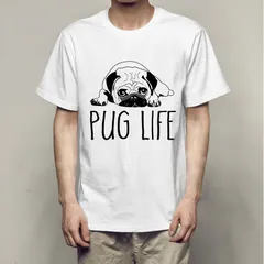 新品 PUG LIFE パグちゃん柄プリント 半袖Tシャツ  メンズ レディース PUG