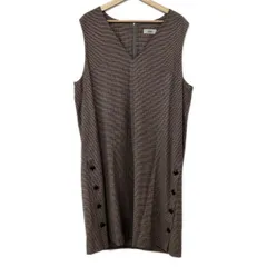 Leilian(レリアン) ワンピース サイズ13+ S レディース美品  - 黒×パープル×マルチ Vネック/ノースリーブ/ロング/千鳥格子柄