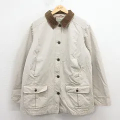 古着 エルエルビーン 長袖 ジャケット レディース 00年代 00s ダック地 襟コーデュロイ コットン 生成り 26jan30