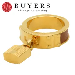 【中古】 エルメス スカーフリング ケリー カデナモチーフ メタル レザー ゴールド ブラウン メッキ GP アクセサリー レディース 女性 HERMES