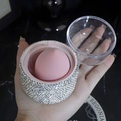 収納ケース付きメイクスポンジ メイクアップスポンジ メイクスポンジ ファンデスポンジ 化粧スポンジ パフ スポンジ 卵型スポンジ エッグスポンジ しずく型スポンジ ドロップタイプ 防塵 ダイヤモンド ラインストーン クリスタル スパークリング キラキラ