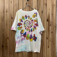 8SM1 タイダイ染め CareBearsプリントTシャツ XS インポート古着 