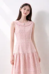 【未使用級】【参考価格71,500円】【クリーニング済】Rene 6826660 / ルネ  ワンピース 細ボーダー 刺繍 ベルギー製 36