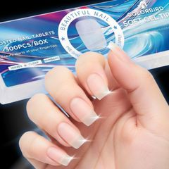 【在庫セール】超薄 ネイルチップ ショート クリア サンディング 自然なフィット感 COLORBIRD つけ爪 (スクエアオフS 300pcs)