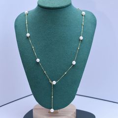シェルモチーフ ロングネックレス パール調 ビジュー付き 上品 - メルカリ