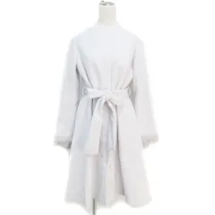 ミッシュマッシュ MISCH MASCH ノーカラーコート ロング丈 ラビットファー リボン付き 38 ライトグレー /FF5