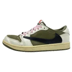 NIKE ナイキ DM7866-200 【フェイクバスターズ鑑定済】× Travis Scott Air Jordan 1 Low OG SP Reverse Olive エアジョーダン1 ロー OG SP リバースオリーブ  スニーカー 26.5cm【中古】