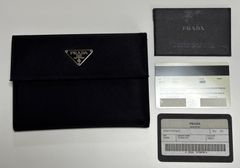 PRADA プラダ 三つ折り財布 三角ロゴ 三角プレート ナイロン リボン 美