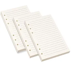 ビジネス手帳 専用リーフ 横罫 リフィル用紙 A6サイズ 詰め替え用紙 バイブル 厚型 バインダー用 A6 ルーズリーフ用 6穴 システム手帳リフィル 45枚*3冊 手帳リフィル (横罫)