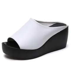 [Akaaka] サボサンダル 厚底 レディース 軽量 ウェッジソール オープントゥ 通気性 カジュアル 底上げ オフィスサンダル (ホワイト 25cm) [ホワイト 25cm]