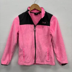Y122 FILA フィラ M ブラック／ピンク マイクロ フリース スタンド ジャケット FILA SPORT 刺繍ロゴ アウトドア カジュアル フルジップ 古着卸 アメリカ仕入
