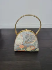 和装用バッグ ハンドバッグ　着物 小紋 訪問着 上品　和装小物　昭和レトロ　ゴールド