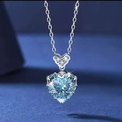 匿名発送 ブルークォーツ ハートネックレス 最高品質s925刻印 