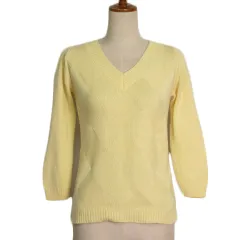 組曲sis クミキョクシス KUMIKYOKU SIS カットソー ニット Vネック 七分袖 コットン 2 黄 イエロー