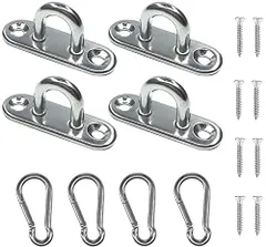 ステンレスループ マッチングネジ 壁掛け式 パッドアイ パッドアイ 天井吊り下げ用 304ステンレス鋼 ステンレスループ フック 長方形アイプレート アイ耐久性壁/天井マウントフック 天井フック U型 固定 長方形パッドアイ 金具 取り付け金具 耐腐食性 止め