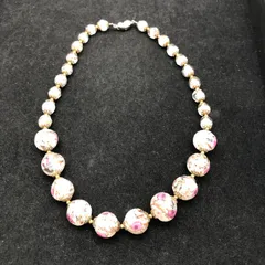 ヴィンテージ ガラス玉 ネックレス シルバー SILVER 刻印あり SGMT26-0896