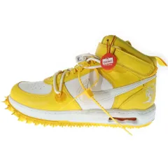 NIKE (ナイキ) ×Off-White AIR FORCE 1 MID SP LTHR White and Varsity Maize DR0500-101 オフホワイト エアフォースワン ミッドカットスニーカー US13/31.0cm