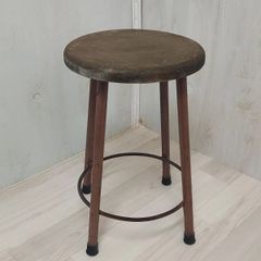 1738 ③ヴィンテージ 古い鉄脚スツール 椅子 イス チェア 古家具