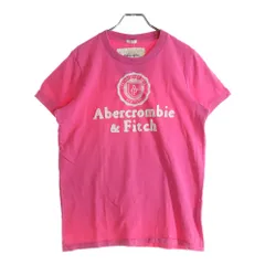 Abercrombie&Fitch (アバクロンビーアンドフィッチ) ロゴ刺繍 クルーネック 半袖カットソー ピンク