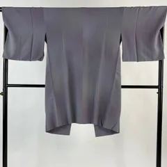 【在庫一掃】 【美品】 道中着 身丈102cm 裄丈67cm M 和装コート 落款 ぼかし柄 縮緬 灰紫 正絹 逸品 【中古】