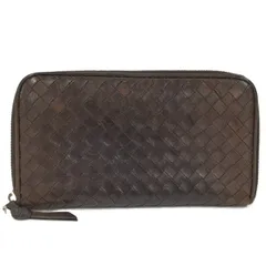 BOTTEGA VENETA  イントレチャート ラウンドファスナー長財布 レザー ブラウン 114076 V0013