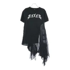 DIESEL (ディーゼル) 再構築 フロント プリント クルーネック 半袖Tシャツ カットソー チュニック ブラック