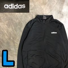 adidas アディダス ジャージ 上 半袖 黒 ロゴ トラックジャケット L