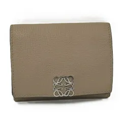 LOEWE トライフォールド 三つ折り財布 レザー グレージュ