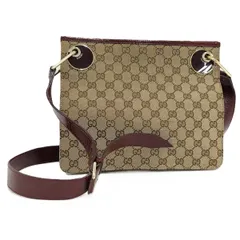 GUCCI ショルダーバッグ GGキャンバス レザー キャンバス ベージュ レッド 120841