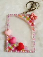 トレカケース　ハート　リボン　チェック