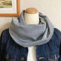 杢調無地ダブルガーゼふんわりスヌード（シングル、ねじりあり）グレー