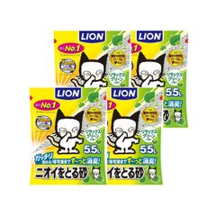 LIONPET ケース販売 5.5L×4袋 リラックスグリーンの香り 猫砂 ニオイをとる砂 ライオン