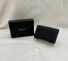 [箱付] Paul Smith ポールスミス シャドー ストライプ レザー 名刺入れ カードケース ダークブラウン W681 845-048