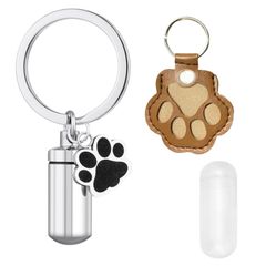 【ぬくもりをそばに】 ペット キーホルダー 遺骨 遺毛 2個セット 犬 猫 ペンダント メモリアルグッズ 持ち歩き 手元供養 (ライトブラウン) [ライトブラウン]