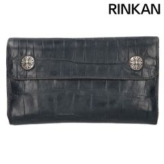 クロムハーツ  WAVE ALLIGATOR/ウェーブアリゲーター クロスボタンアリゲーターレザーウォレット財布 メンズ