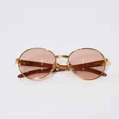 極美品 CARTIER カルティエ オーバル サングラス アイウェア サイズ 55□18 135b トリニティ ウッドテンプル ゴールド 中古 4b013652のサムネイル
