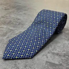 【dunhill】ダンヒル 総柄ネクタイ シルク100% メンズ イタリア製 ネイビー 紺色 イエロー 黄色 ホワイト 白色 小紋柄 マルチカラー ビジネス フォーマル スーツスタイル デザインネクタイ