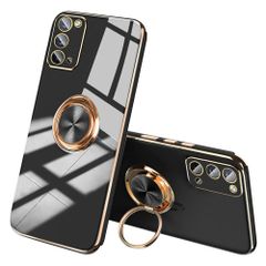 【人気商品】ブラック) S20 (Galaxy カバー 用 用 ギャラクシーS20 携帯カバー スマホケース おしゃれ スリム 耐衝撃 ストラップホール付き ソフト tpu レンズ保護 メッキ加工 リング付き ケース ケース SCG01 SC-51A s20