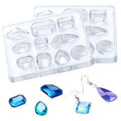 【特価商品】石膏 手作り レジン ピアス作成 イヤリング 樹脂 ネックレス 小さい ジュエリー 粘土 鏡面宝石型 ハンドメイド ソフトシリコンモールド2本入り人気 道具再利用可能 UVレジン型 YFFSFDC