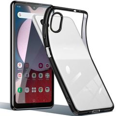 【特価商品】ソフト 人気 メッキ加工 耐衝撃 軽量 薄型 TPU 保護カバー 透明 スマホケース SCG18 SC-56C クリア (ブラック) ケース 5G A23 Galaxy
