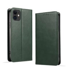 【在庫セール】アイフォン11用 スタンド機能 ケース カード収納 マグネット式 薄型 手帳型 手帳型ケース 11用 iphone スマホケース 衝撃吸収 放熱性 軽量 おしゃれ 落ち着いた色【グリーン】 PUレザー iphone11用ケース手帳型 KWATUN