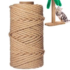 【人気商品】50M 麻ロープ 麻縄 キャットタワー用 剣麻 サイザル麻 6mm 爪とぎ交換用 爪研ぎ つめとぎ 交換用麻紐麻ロープ 手芸用 猫の塔を修復 キャットタワー用 手作り 修理 梱包 手作り 猫爪とぎ修理など