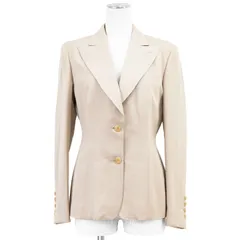 【SALE】GUCCI グッチ ジャケット テーラード サイズ 40 レディース トロピカル 2B ピークドラペル 総裏仕立て フルライニング ウール100％ アウター ベージュ イタリア製のサムネイル