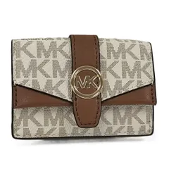 MICHAEL KORS 三つ折り財布 コンパクトウォレット MKシグネチャー レザー アイボリー ブラウン系